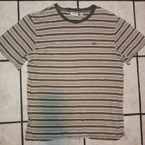 Vans Olive and Yellow Striped T-Shirt